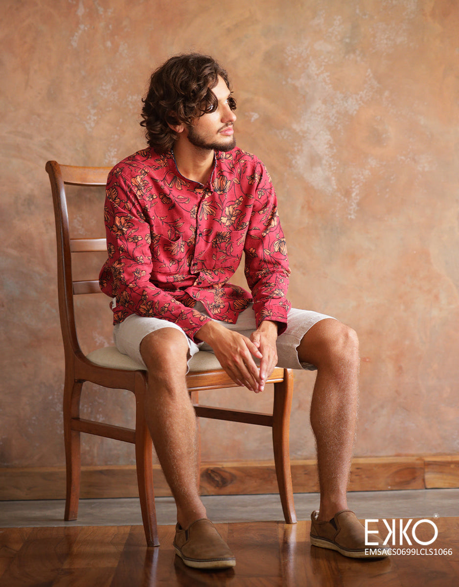 Linen Cotton Long Sleeve Shirt EMSACS0699LCLS