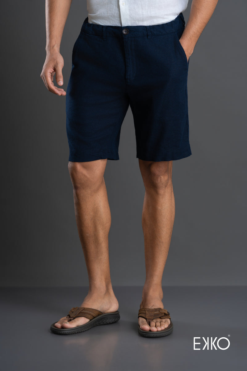 Linen Short - Dark Navy - EMSALSH0002LRSLM1344