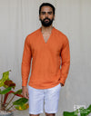 Linen Cotton Long Sleeve Shirt - EMSACS0647LCLS1060