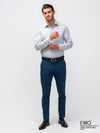 Grey Wrinkle Free Double Cuff Formal Shirt - EMSAFSS0015CWFLDCF117