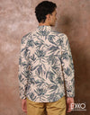 Sea Green | Off White Linen Cotton Shirt EMCLC0694SLS