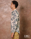 Sea Green | Off White Linen Cotton Shirt EMCLC0694SLS