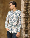Sea Green | Off White Linen Cotton Shirt EMSACS0695LCLS